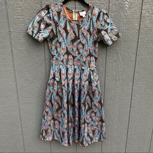 LuLaRoe Amelia Peacock Dress Midi XS